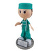 Fofucha médico cirujano con pijama verde y gorro de quirófano