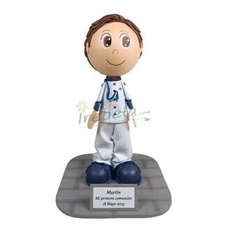 Fofucho de comuni�n ni�o con traje de almirante blanco